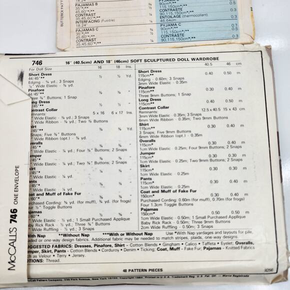 Lot 3 Butterick McCall Sewing Pattern Cabbage Patch Dolls Clothes Costume Craft - Picture 7 of 7